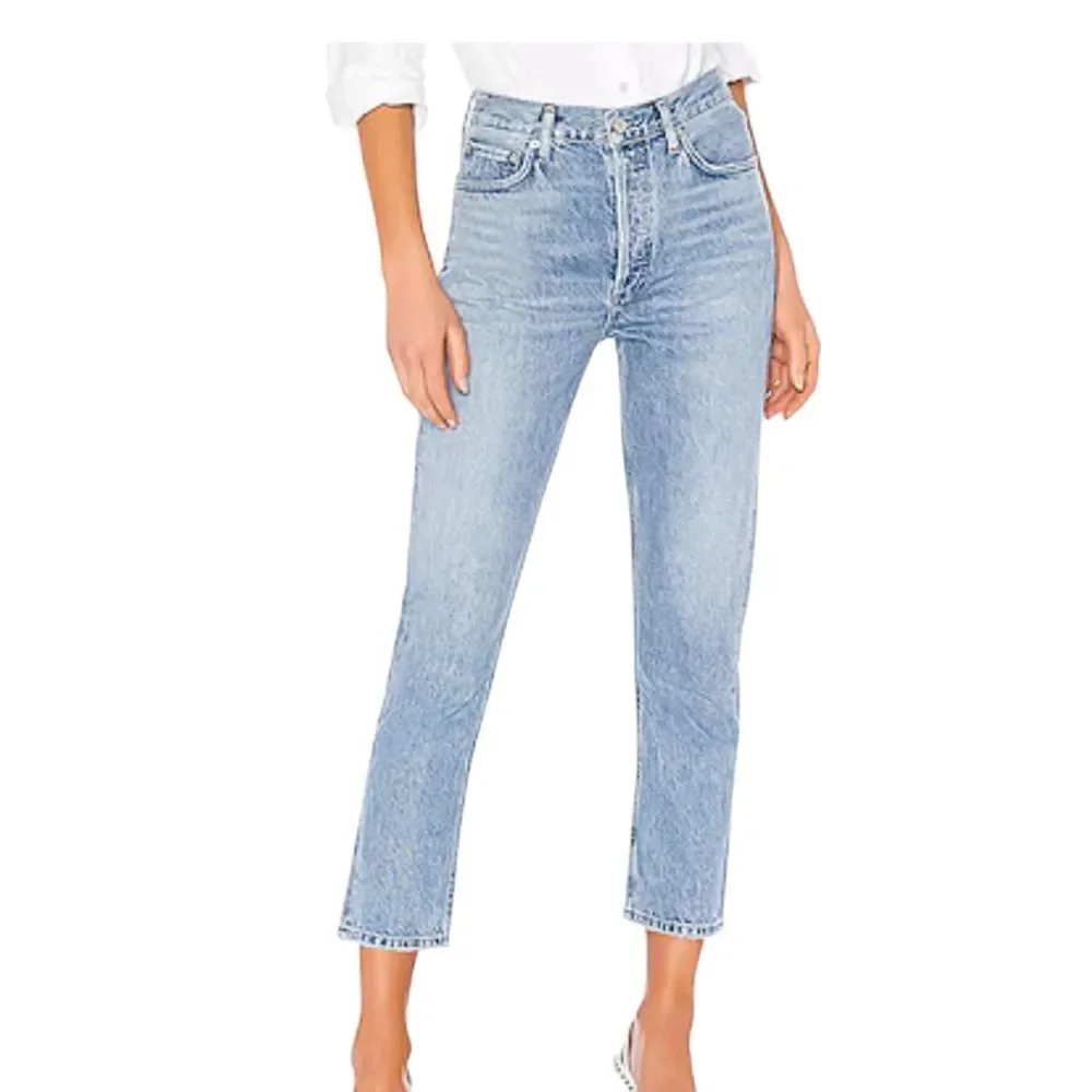 Agolde Riley High Rise Straight Crop jeans denim in Blur 26